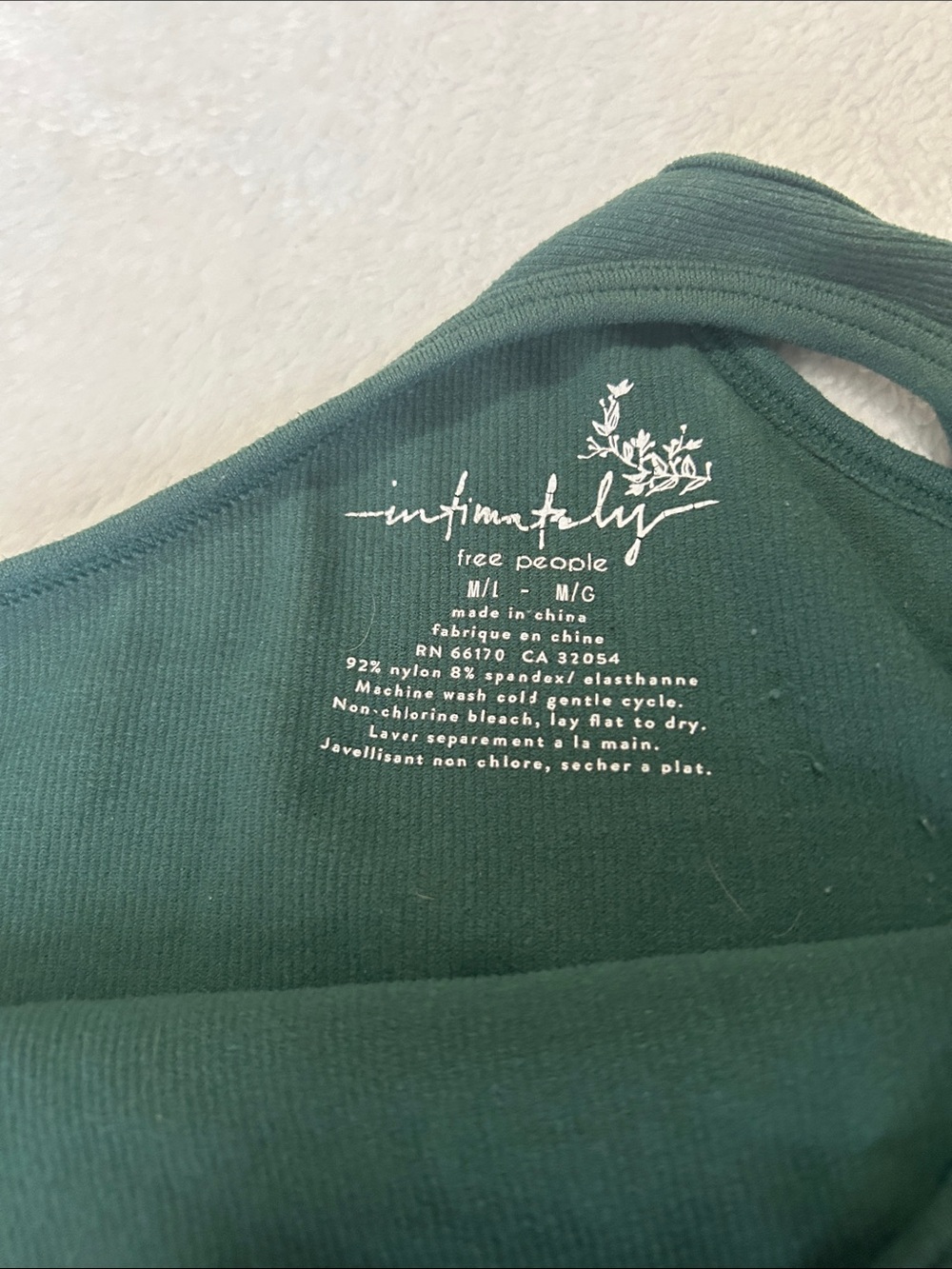 Dark Green Free People Women's Ribbed RacerTank Top-M/L - Picture 3 of 10